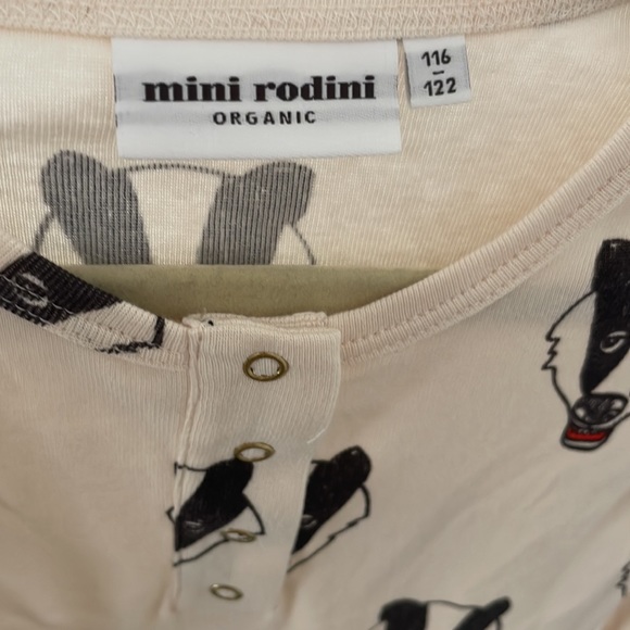 Mini Rodini Designer badger print kids long sleeve button top organic cotton 5-7 - Picture 10 of 12
